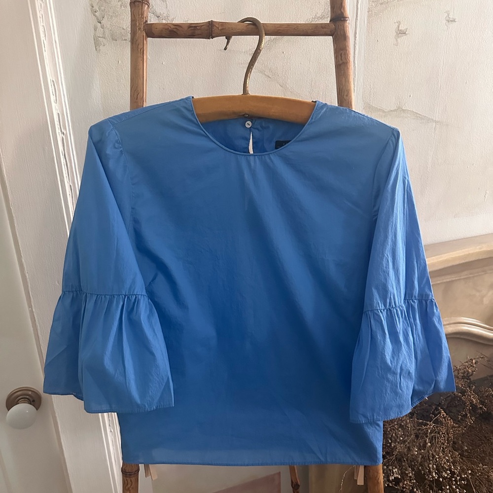 Zara Blue Bell Sleeve Blouse